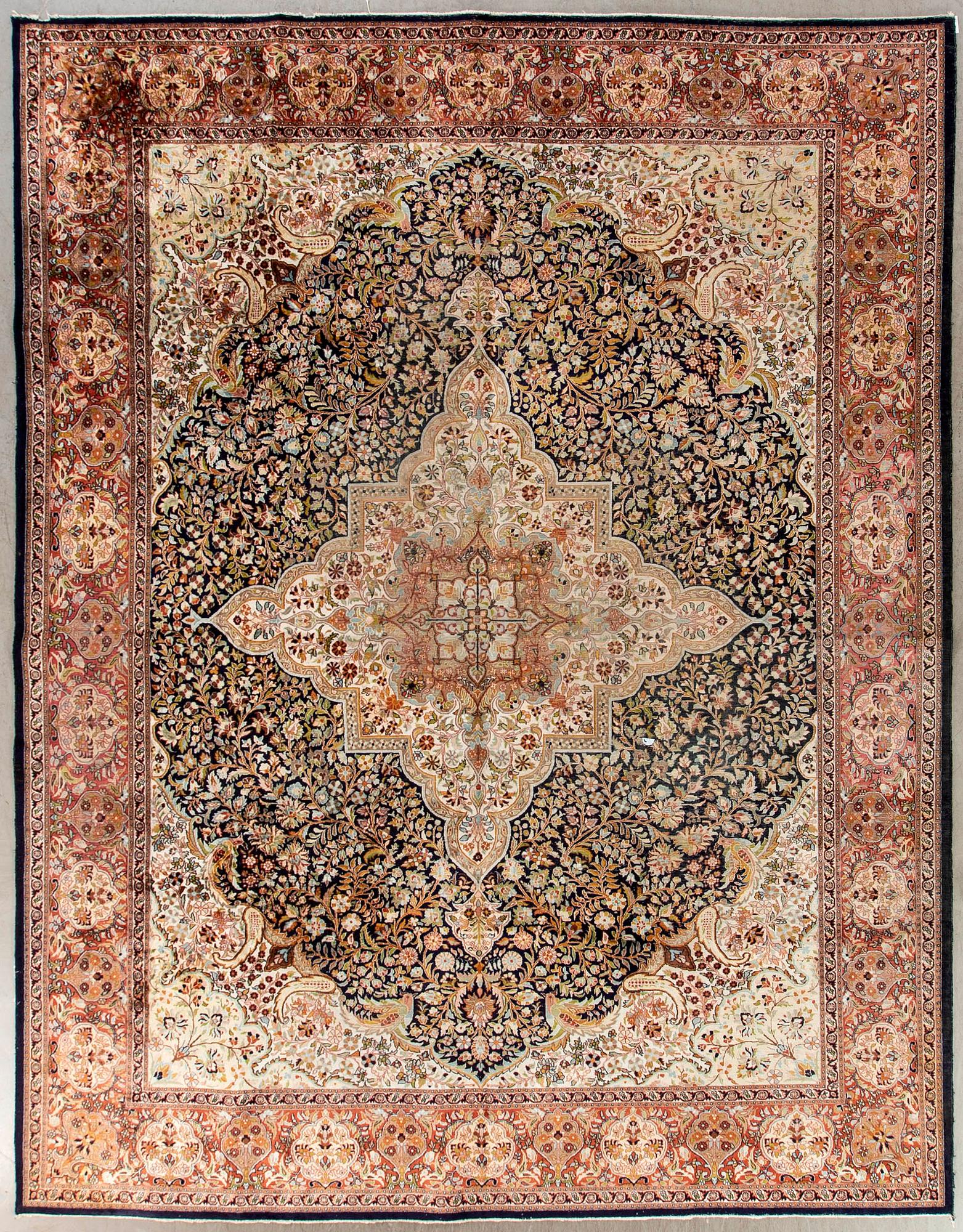 An old Ghom silk carpet ca 368 x 273 cm.