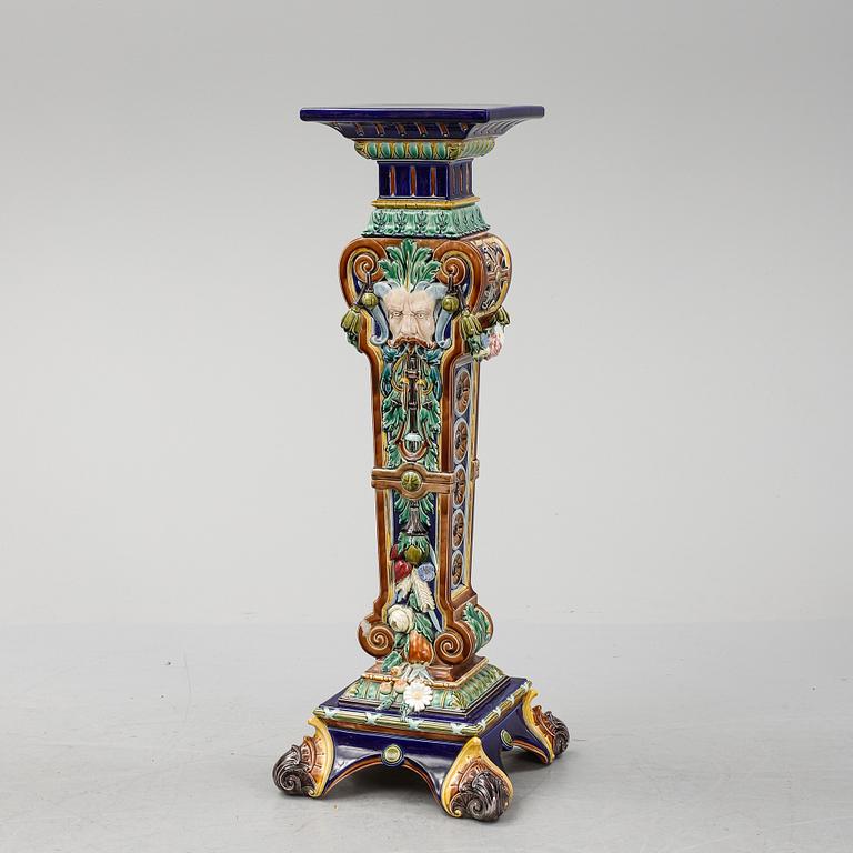 A ca 1900 majolica pedestal.