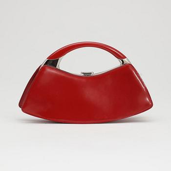 CHRISTIAN DIOR, a red leather evening bag / clutch, "Frame Sac Fermoir".