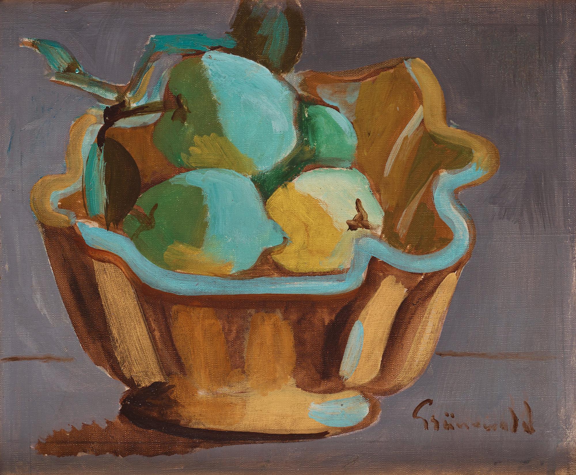 Isaac Grünewald, Stilleben med frukter i skål.