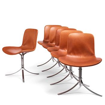 104. Poul Kjaerholm, a set of six 'PK-9' chairs, Fritz Hansen, Denmark, 2006.