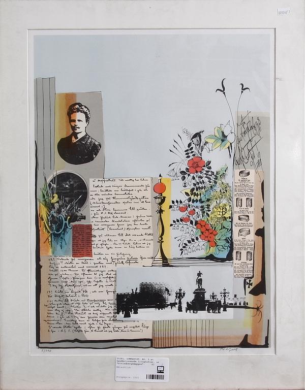 LUNDQVIST, BO, 5 st handkolorerade litografier, ur "Strindbergsmappen". Numr. 5/290.