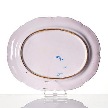 A large Swedish Marieberg faience serving dish, dated 1765.