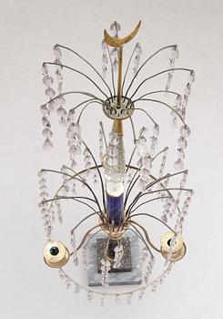 BORDSLYSTER, för tre ljus. Sengustaviansk, omkring år 1800.
