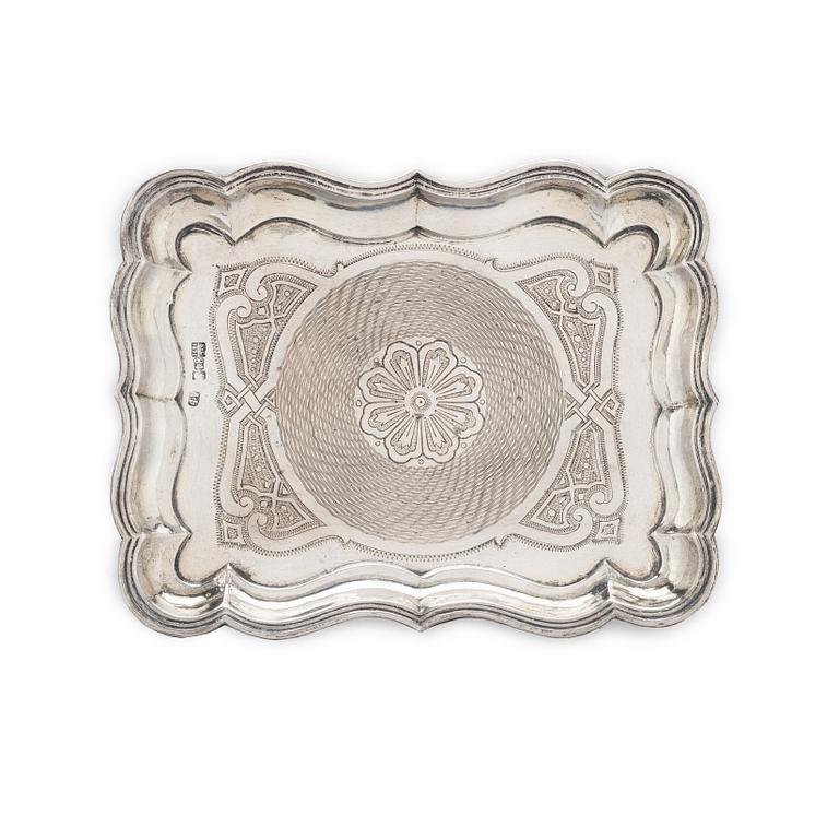 A Russian silver dish, mark of Alexander Fuld, Moscow, 1871.
