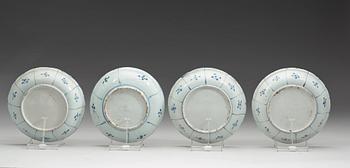 A matched set of 12 blue and white kraak dishes, Ming dynasty, Wanli (1572-1620).