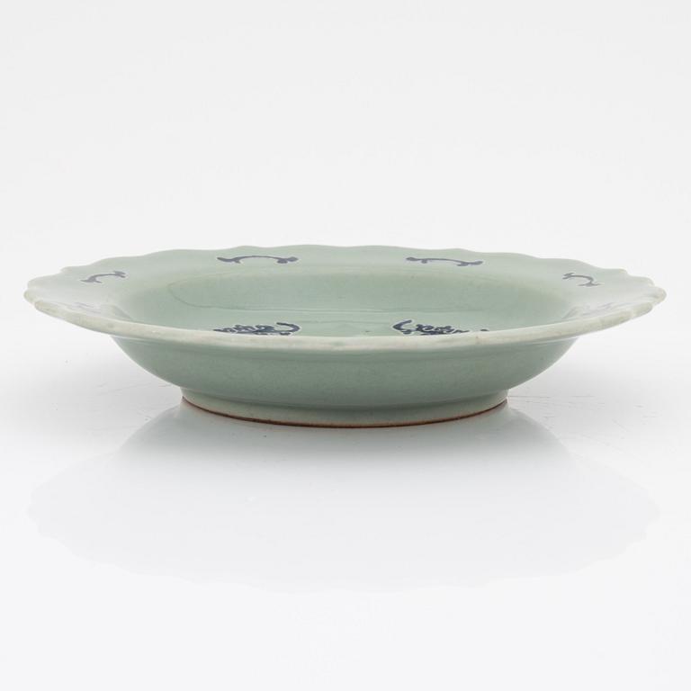 A Chinese celadon dish, 20th century.