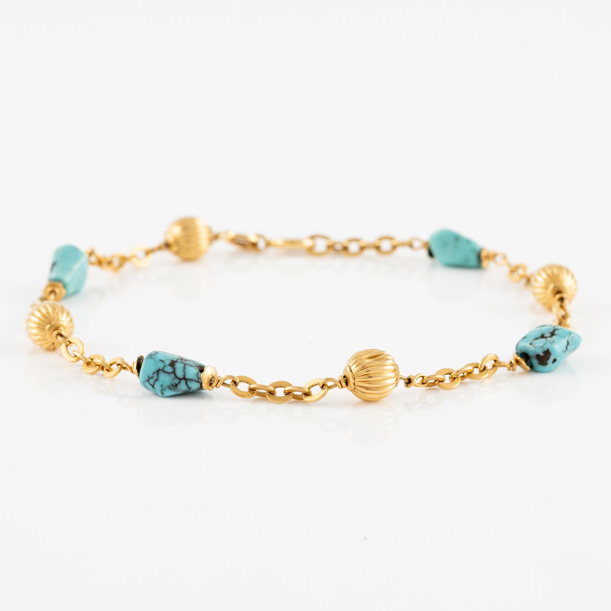 Bracelet, 18K gold with turquoises.