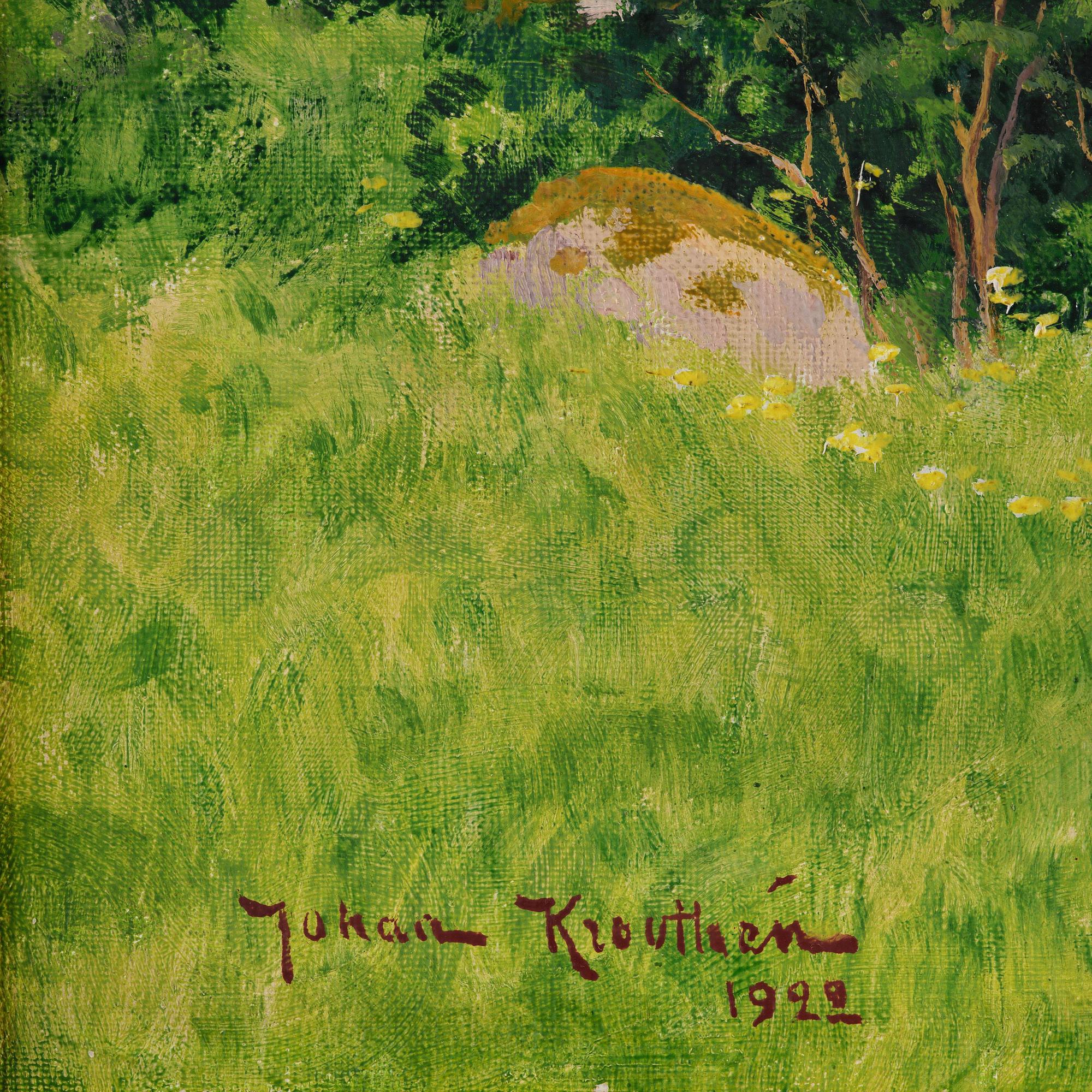 Johan Krouthén, Summer landscape with fruit trees in bloom.