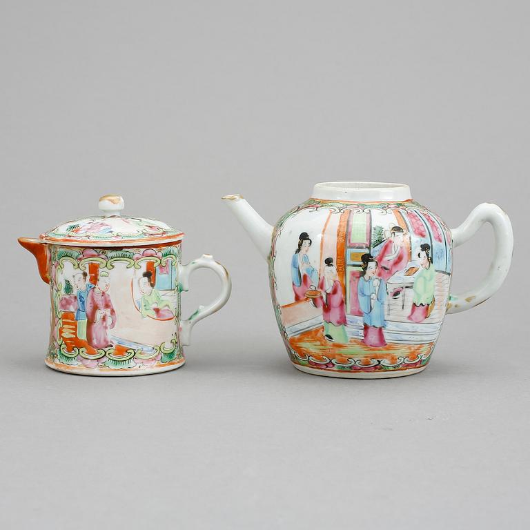 KANNOR, 2 st, porslin, Kina, Kanton, 1800-tal.