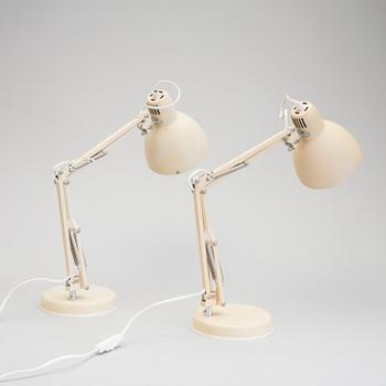 SKRIVBORDSLAMPOR, ett par, metall, IKEA, sannolikt 1970-tal.