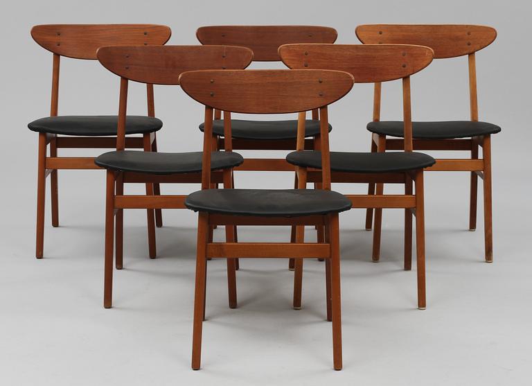 STOLAR, 6 st, Farstrup Möbelfabrik, Danmark, 1950/60-tal.
