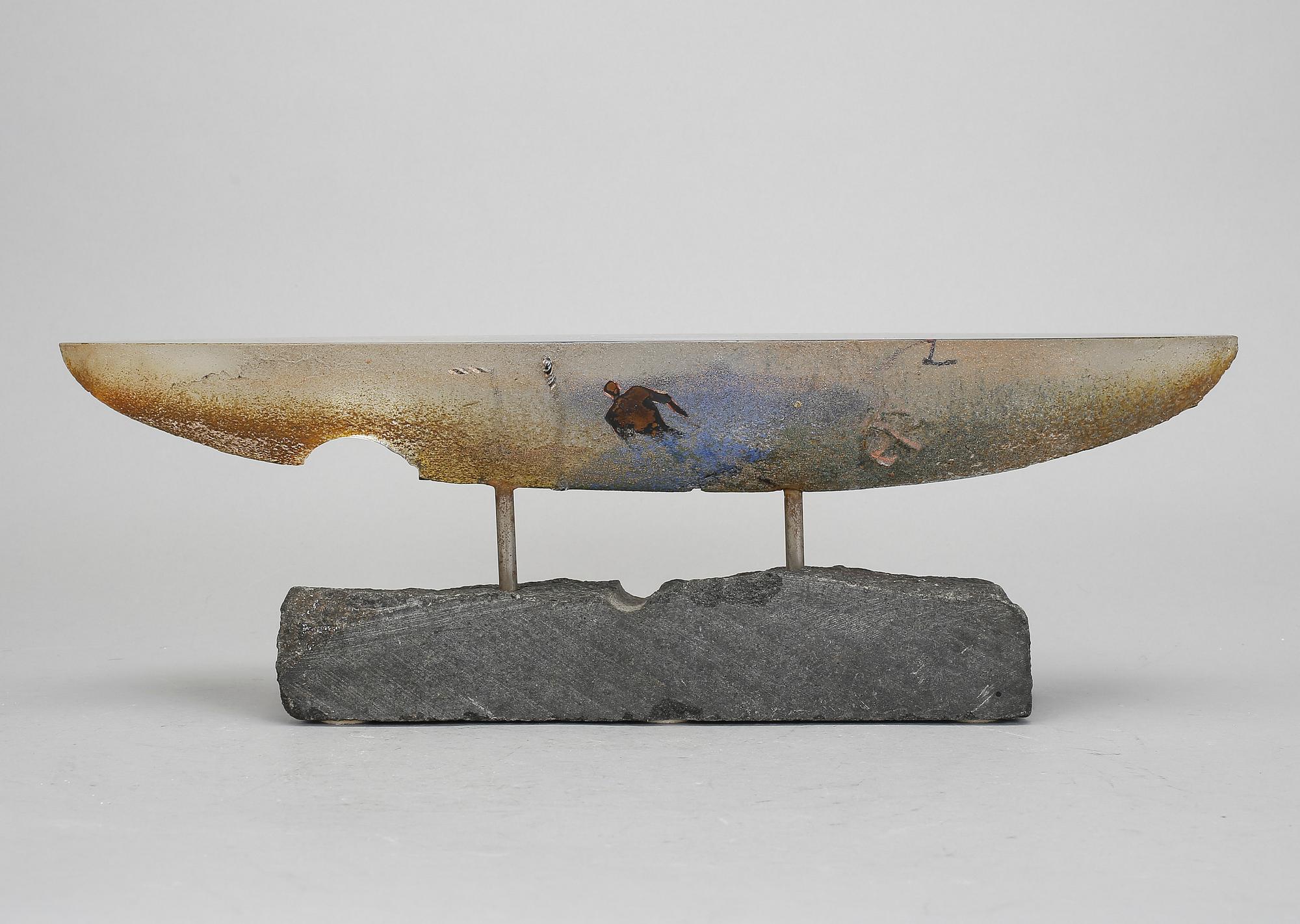 BERTIL VALLIEN, skulptur/båt, Kosta Boda, unik.