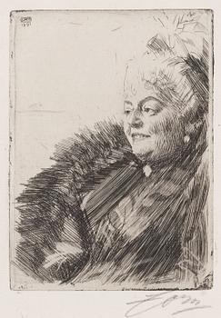 779. Anders Zorn, ANDERS ZORN, etching, (I state of II), signed with pencil.