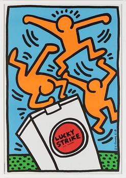 Keith Haring · KEITH HARING, efter, "Lucky Strike", tryckt av Albin Uldry Switzerland, signerad och daterad i trycket -87.