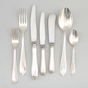 BESTICK, silver, 54 delar, "Vasa", GAB, Stockholm 1960-tal. Vikt med stålblad  ca 1990 g.