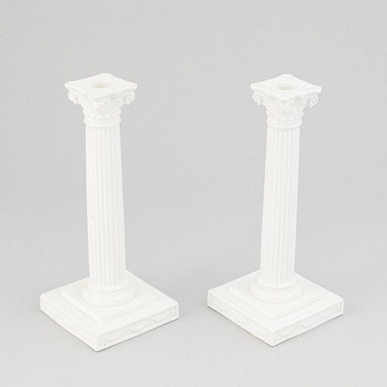 Gustavsberg, ljusstakar ett par, flintgods, 1900-talets början.