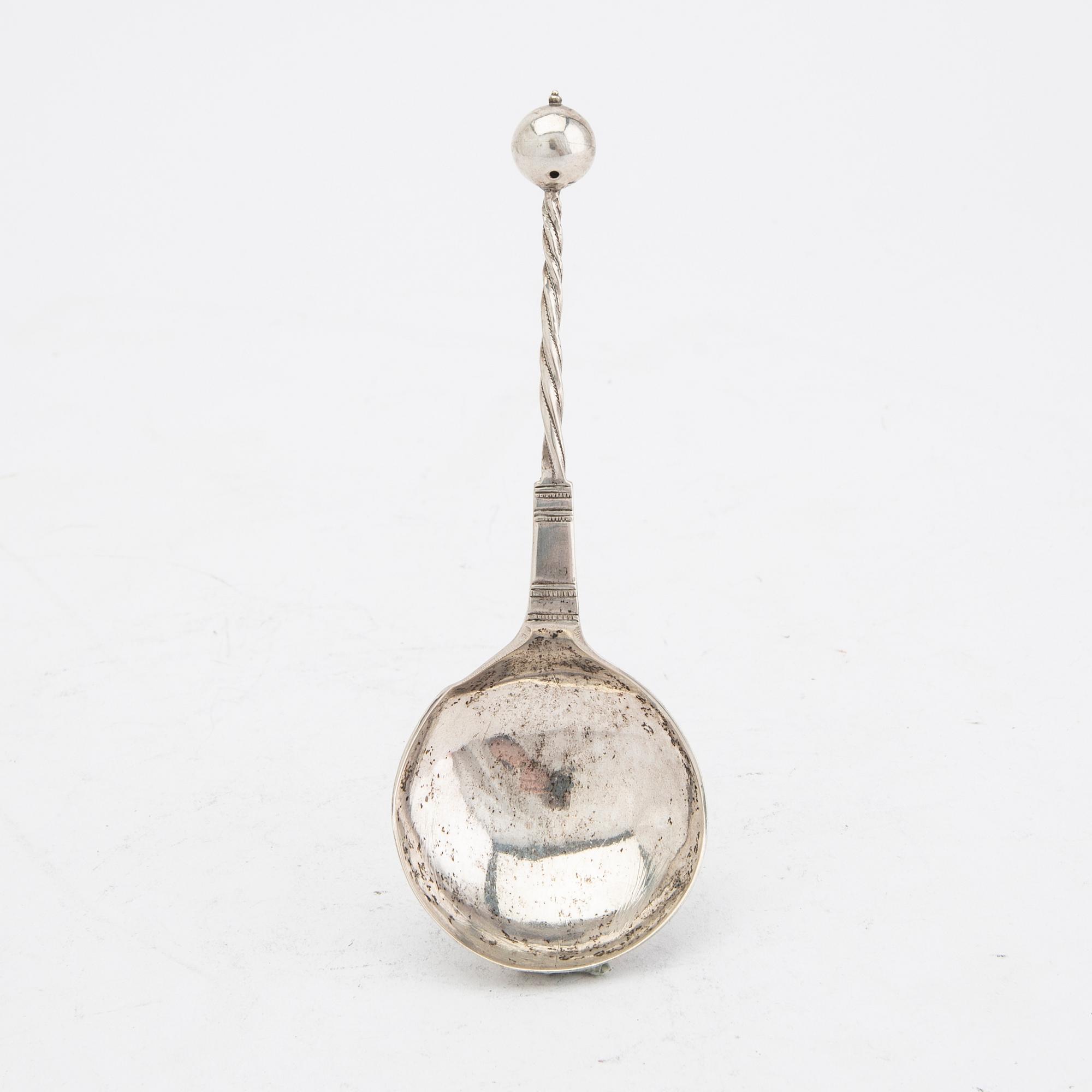 A Swedish probably 18th century silver spoon.