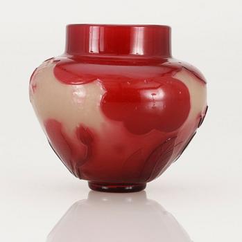 An art nouveau Emile Gallé cameo glass vase, Nancy, France.