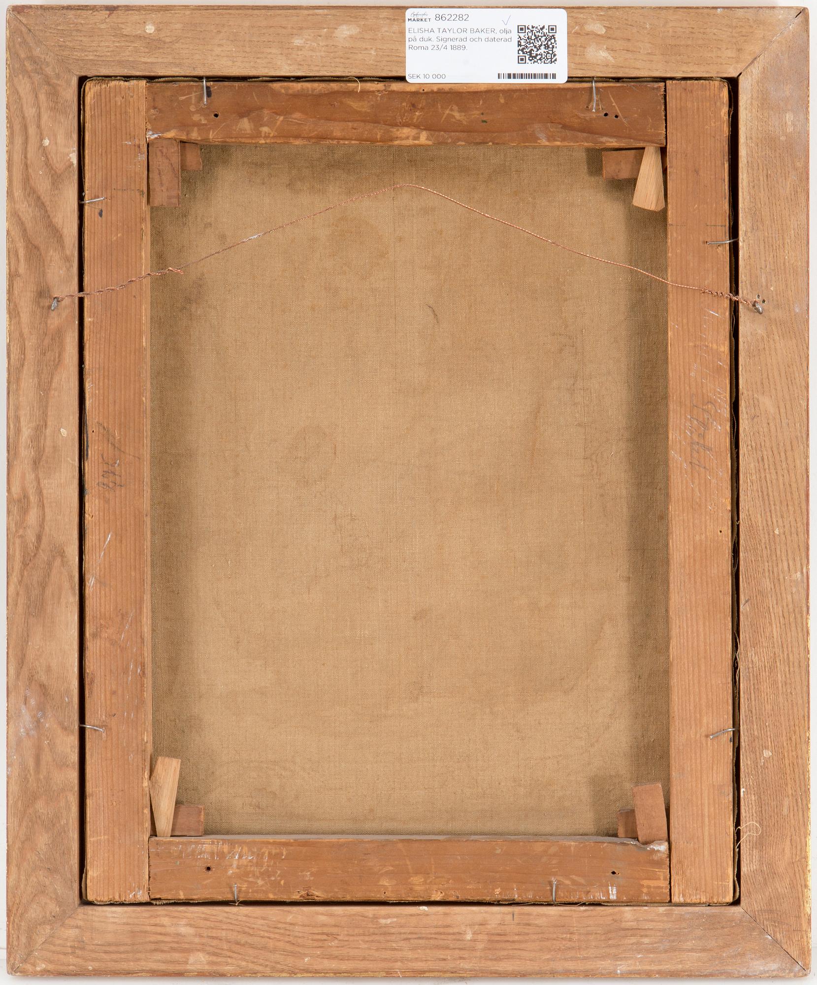 ELISHA TAYLOR BAKER, oil on canvas. Signed and dated Roma 23/4 1889.