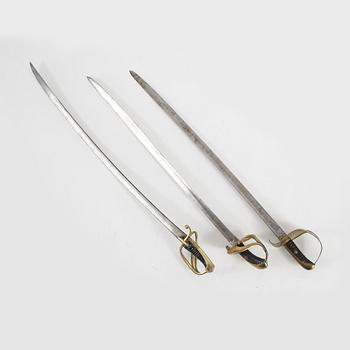 SABLAR, 3 stycken, Sverige, för kavallerimanskap, 1800-tal.
