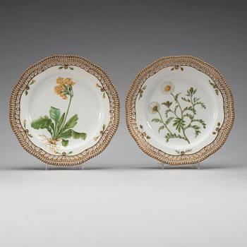 A set of 11 Royal Copenhagen 'Flora Danica' dinner plates, Denmark, early 20th Century.