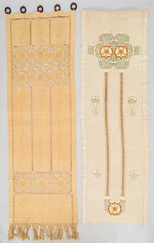 Two pairs of early 20th century curtains, Jämtland, Sweden.