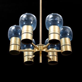 HANS-AGNE JAKOBSSON, a brass and glass ceiling light, Markaryd.
