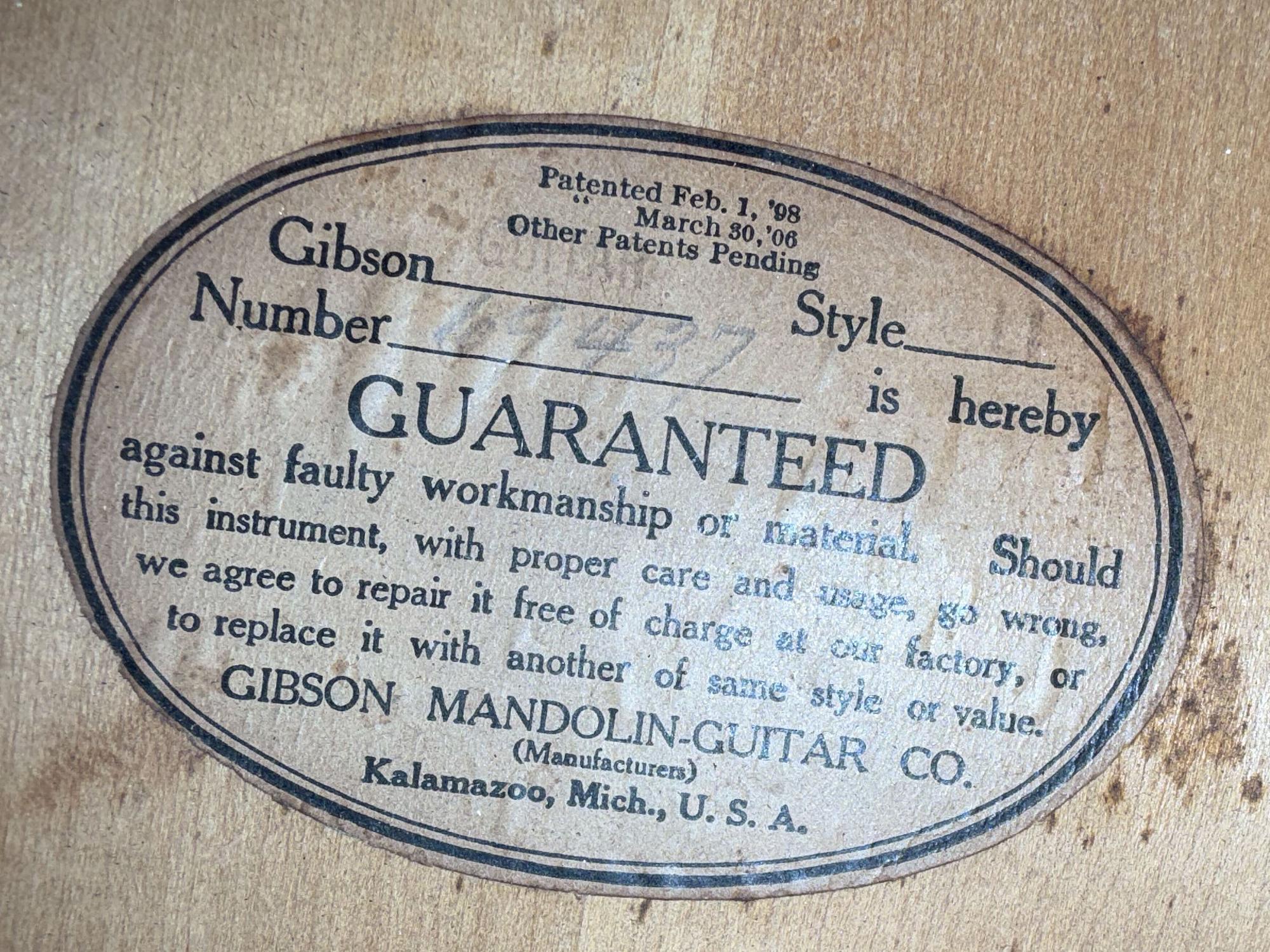 Gibson, "L-1", Cremona Brown, akustisk gitarr 1922, USA.