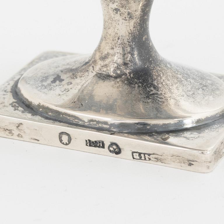 A pair of Swedish Parcel-Gilt Silver Salt Cellars, mark of Olof Hellbom,  Stockholm 1816.