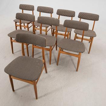 A set of eight Danish teak chairs mid 1900s.