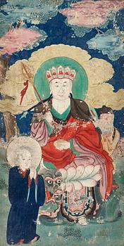 112. MÅLNING, Buddha, Qing dynastin, troligen 1800-tal.