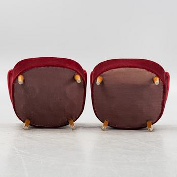A pair of Swedish Modern armchairs, 1940's.