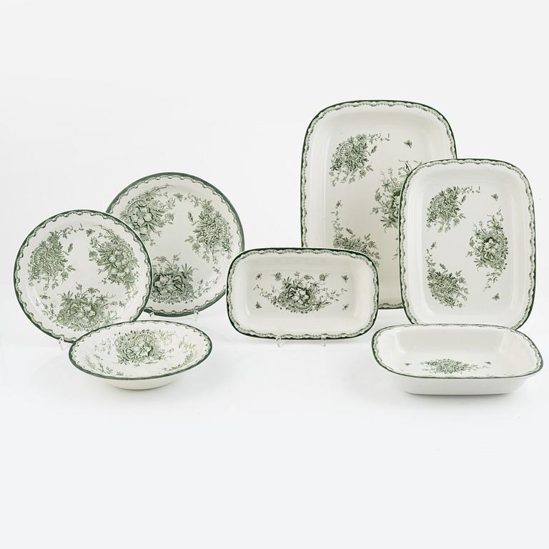 Servisdelar, flintgods, 40 delar, "Grön Anna", Rörstrand, 1951-73.