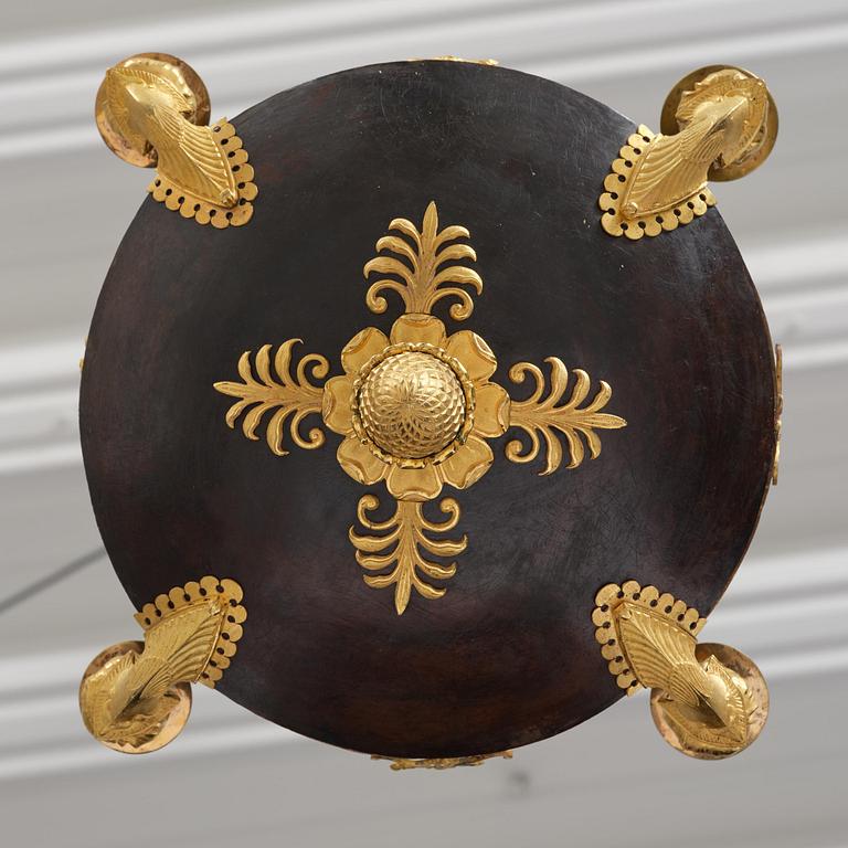 A Swedish Empire four-light hanging-lamp, first part of the 19th century.