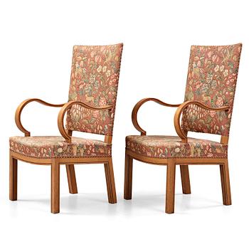 164. Nils Ahrbom & Helge Zimdahl, a pair of walnut armchairs, Stockholm 1932.