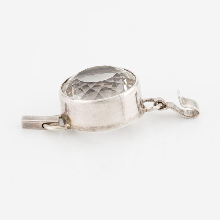 Anna Maria Öberg, bracelet, necklace, pendant, and ring, silver with rock crystal.