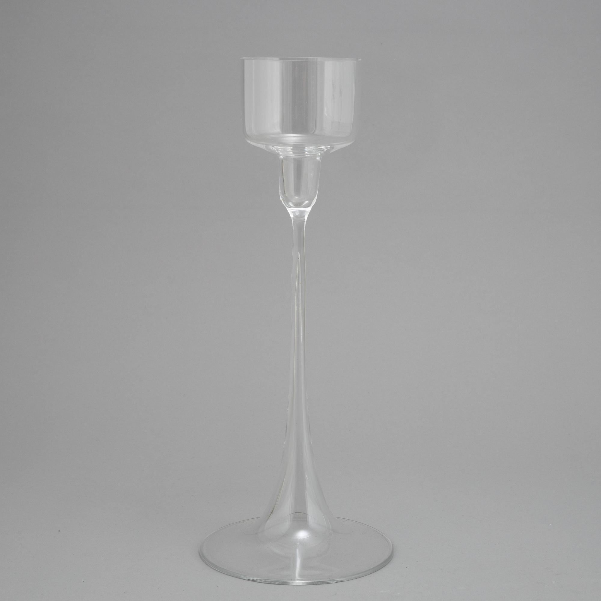 Ingeborg Lundin, a set of three glass candlesticks, Orrefors.