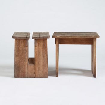 Axel Einar Hjorth, a pair of "Skoga" stools, Nordiska Kompaniet 1930's.