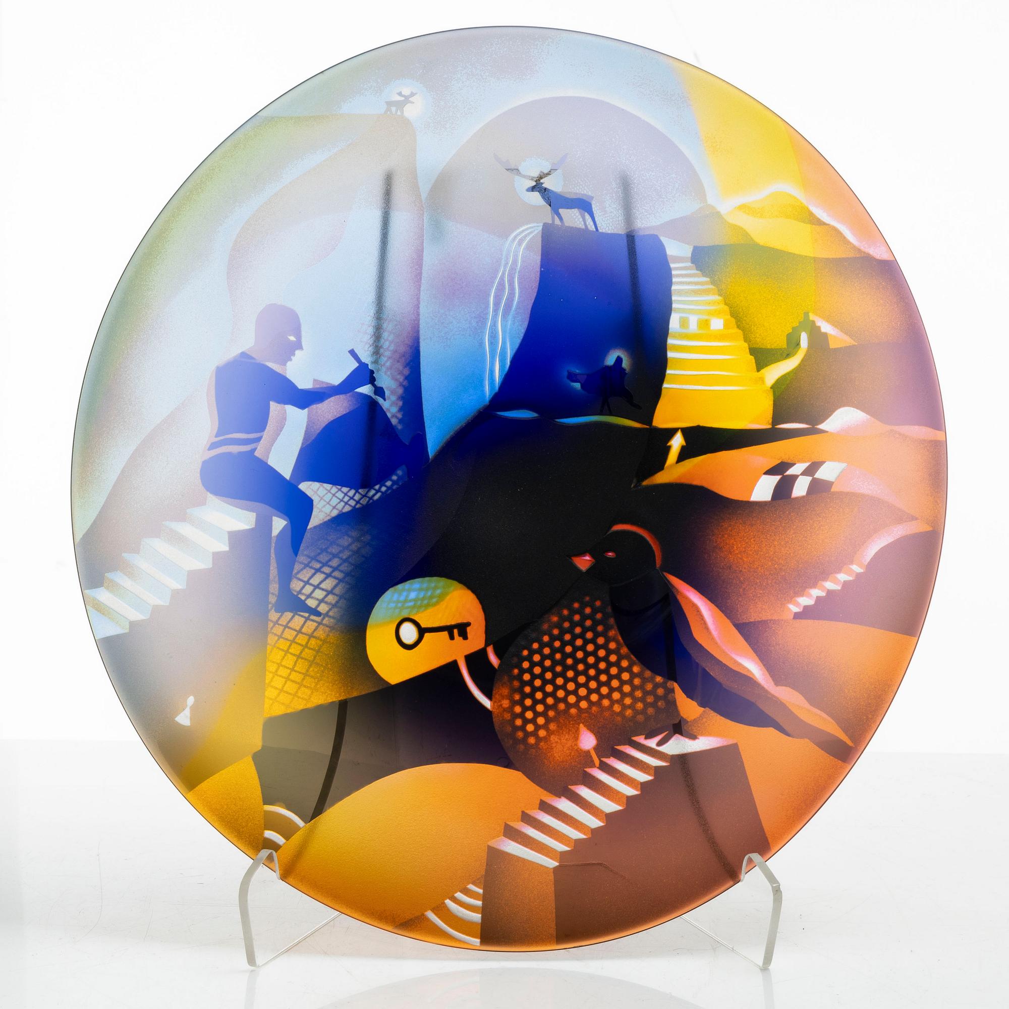 Bertil Vallien, dish, glass, Kosta Boda.