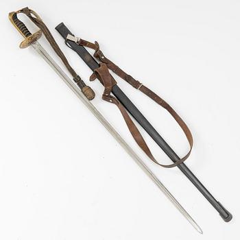 Sabre Swedish, 1893 pattern for cavalry officer with scabbard.