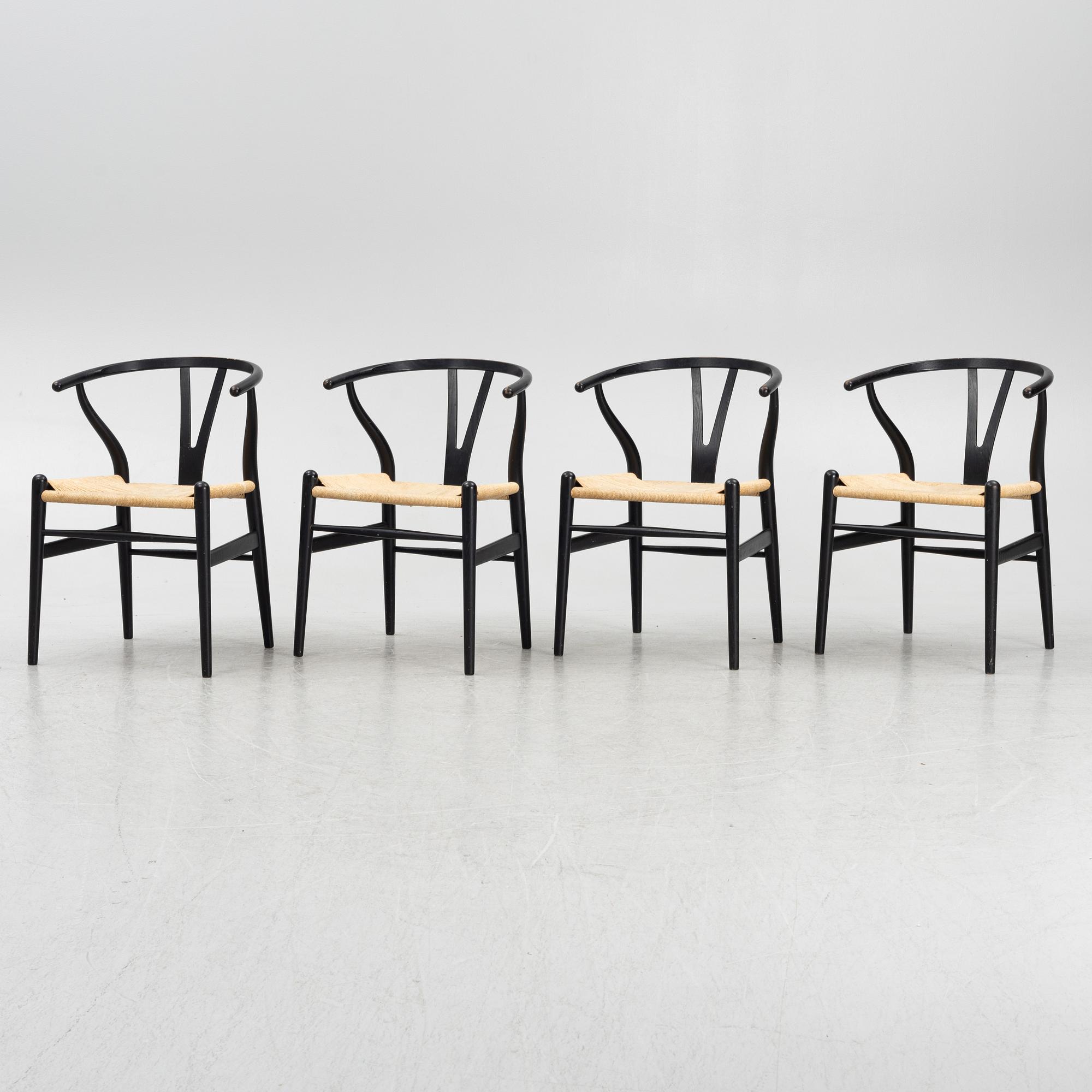 Hans J. Wegner, stolar, 4 st, "Y-stolen" modell CH-24, Carl Hansen & Søn, Danmark.