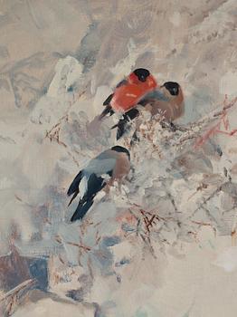 Mosse Stoopendaal, "Domherrar" (Eurasian bullfinches).