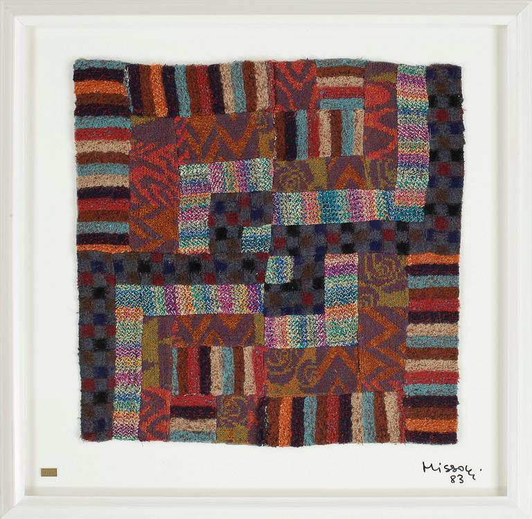 OTTAVIO MISSONI, Multipel, textil på plexiglas, signerad och numrerad 23/25, daterad -83.