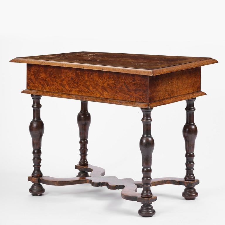 A Swedish late baroque burr-alder table, Stockholm, first part 18th century.
