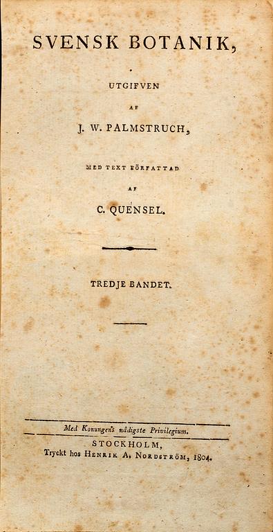 50 Botanical copper engravings from Palmstruch's "Svensk Botanik"  1804/1808.