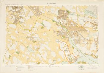 KARTOR, 12 st, fotolitografier, "Stockholms stad med omnejd", H. Hellberg  & A.E. Påhlman. Upprättad åren 1917-1924.