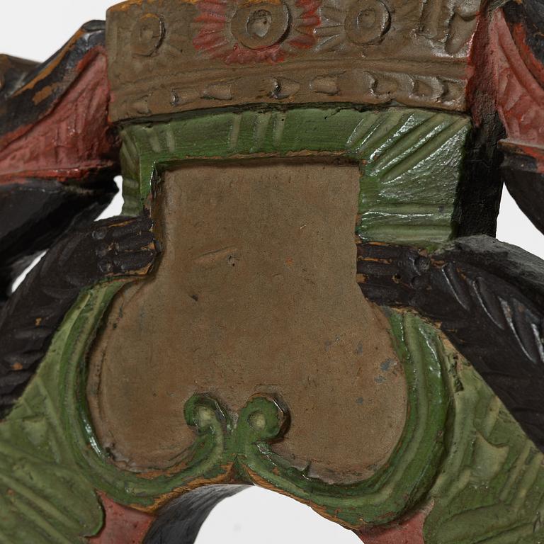 A Swedish carved and polychrome-painted part horse harness, 18th century.