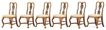 465. A set of six Swedish Rococo 18th Century chairs.