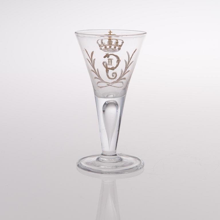 A SWEDISH GUSTAVIAN WINE GLAS, late 18th century.